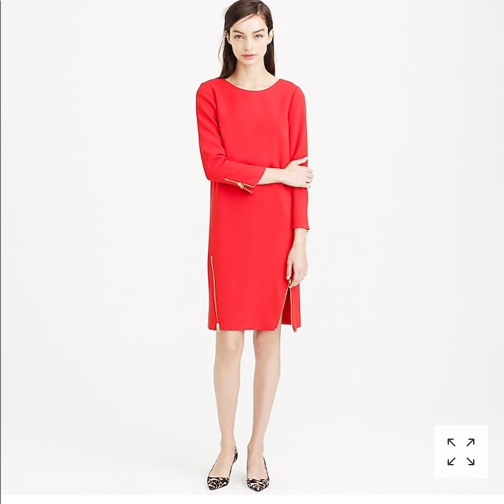 NEW • J. Crew • Double Zip Shift Dress Red 00